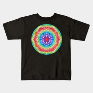 Psychedelic Kaleidoscopic Multi-Color Mandala Number 2 Circle Kids T-Shirt